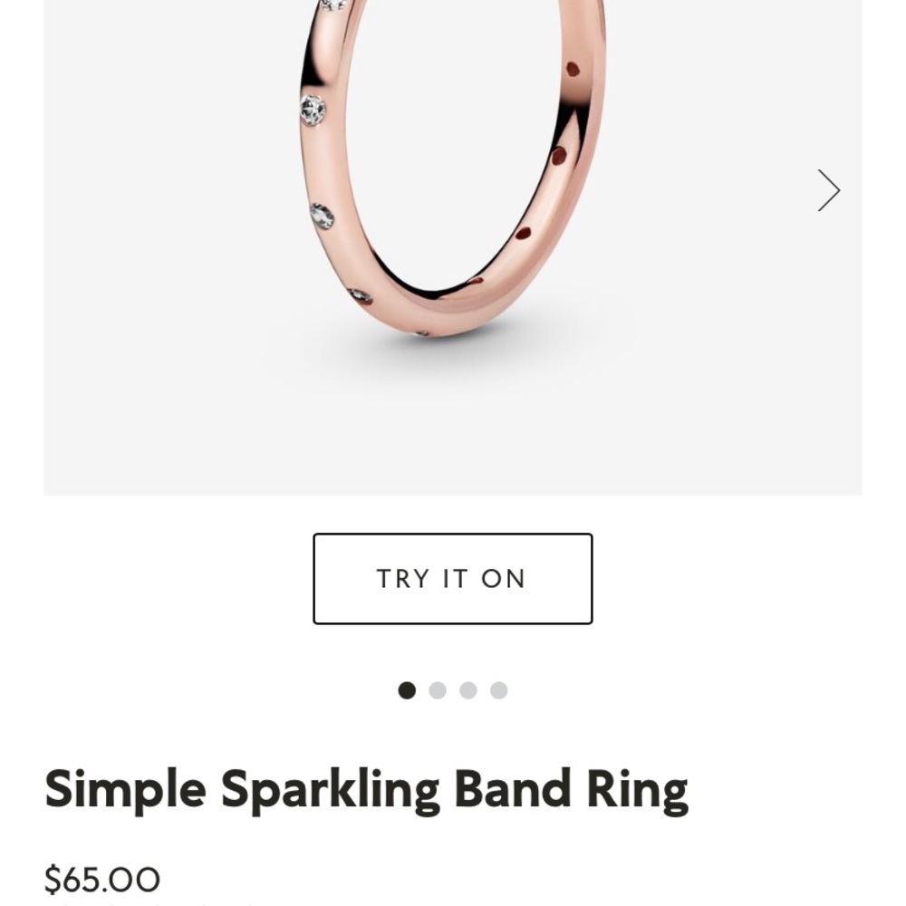PANDORA Simple Sparkling Rose Gold Band Ring * Size 52 = 6 * Preowned * - Picture 8 of 10
